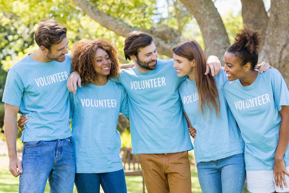 Group of volunteer having fun